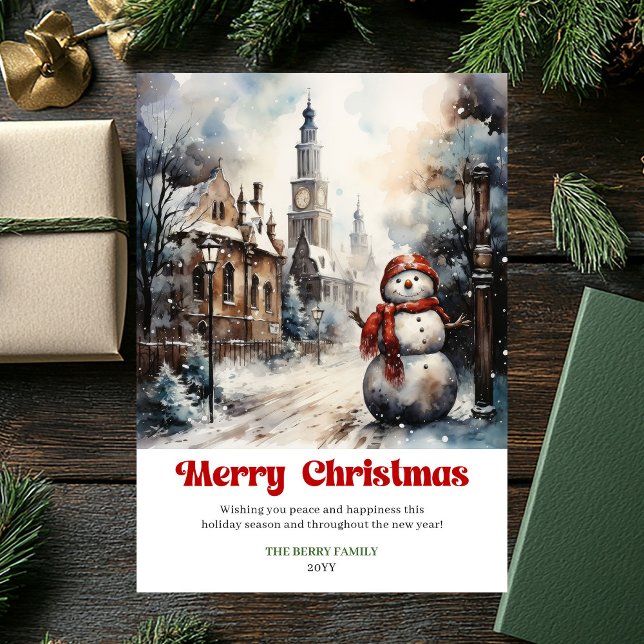 Trendy rustic Christmas scene bold playful holiday Julkort (Trendy rustic Christmas scene bold playful holiday card)