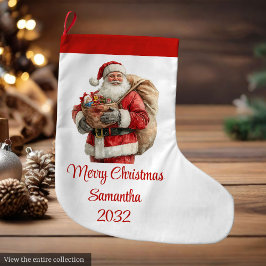 Trendy Santa Claus Modern Warmish Holiday Stocking Stor Julstrumpa