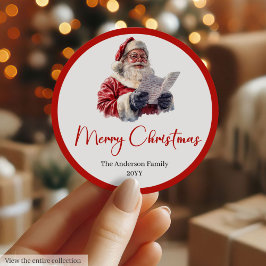 Trendy Santa Claus Script Font Holiday Sticker Runt Klistermärke
