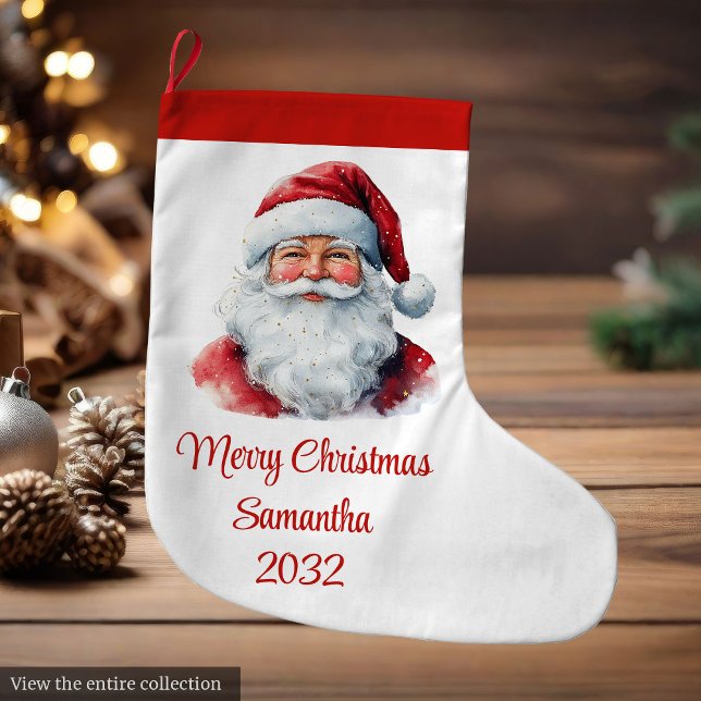 Trendy Santa Claus Watercolor Holiday Stocking Stor Julstrumpa (Trendy Santa Claus Watercolor Holiday Stocking

)