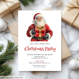 Trendy Santa Watercolor Holiday Dinner Invitation Inbjudningar