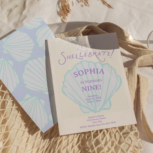 Trendy Seashell Mermaid Birthday Inbjudningar (Trendy Seashell Birthday Invitation)