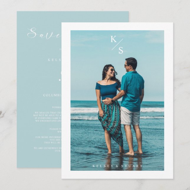Trendy Simple Modern Custom Photo Couple Wedding (Fram/baksida)