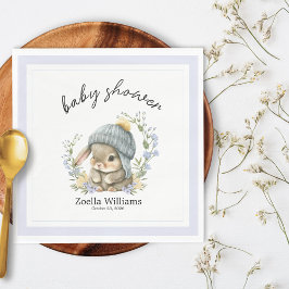 Trendy Spring Baby Bunny Floral Baby Shower Napkin Pappersservett
