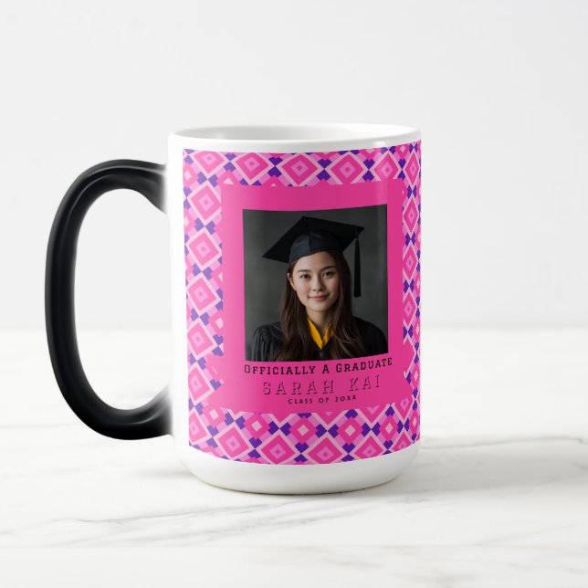 Trendy Square Print Gift For Him Grad Magisk Mugg (Vänster)
