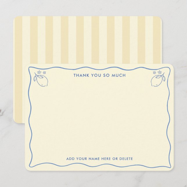 Trendy Squiggle Border Lemon Doodles Bridal Shower Tack Kort (Fram/baksida)