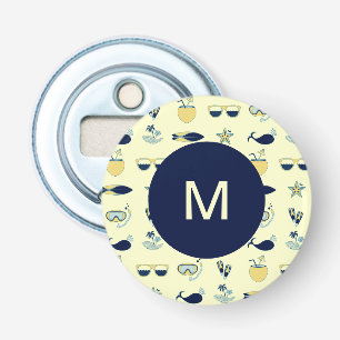 Trendy Summer Symbols Pattern Monogram Flasköppnare