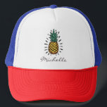 Trendy Summer Tropical Pineapple Personalized      Keps<br><div class="desc">Trendy Summer Tropical Pineapple Personalized Trucker Hat</div>