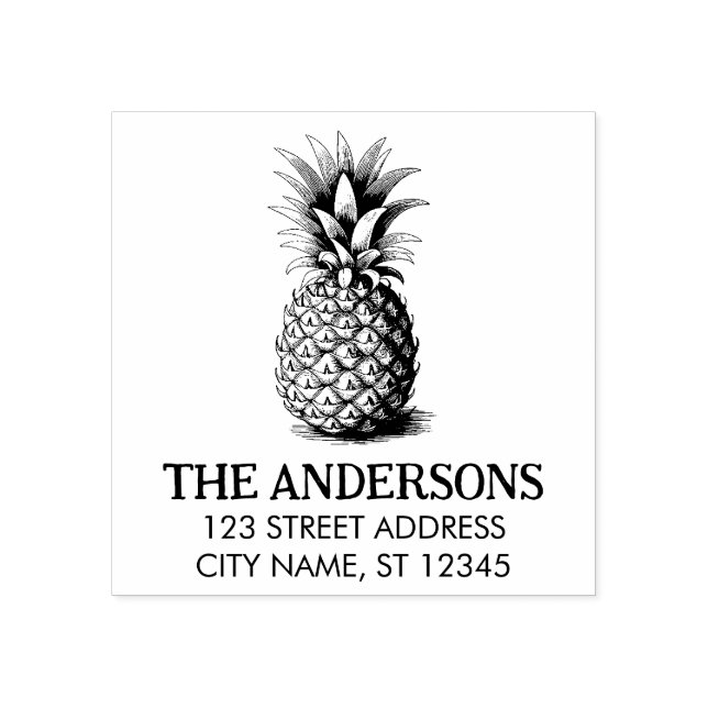 Trendy Summer Tropical Pineapple Return Address Stämpel (Tryck)