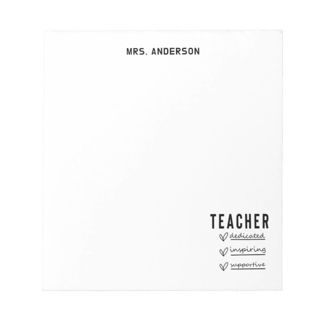 Trendy Teacher To Do List Inspirational  Anteckningsblock (Framsida)