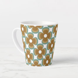 Trendy Teal Caramel Retro Groovy Flowers Seamless 