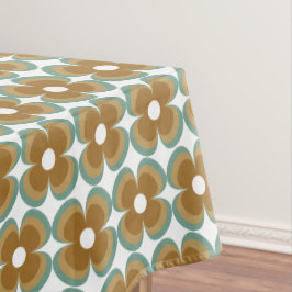 Trendy Teal Caramel Retro Groovy Flowers Seamless