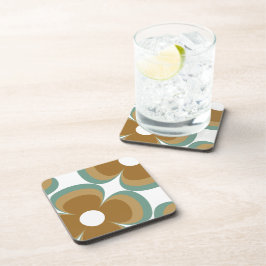 Trendy Teal Caramel Retro Groovy Flowers Seamless Underlägg