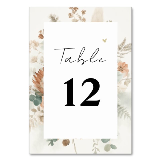 Trendy Terracotta Flowers Modern Wedding Bordsnummer (Framsidan)