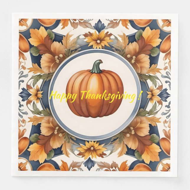 Trendy Thanksgiving Pumpkin-höstsamling Pappersservett (Framsida)