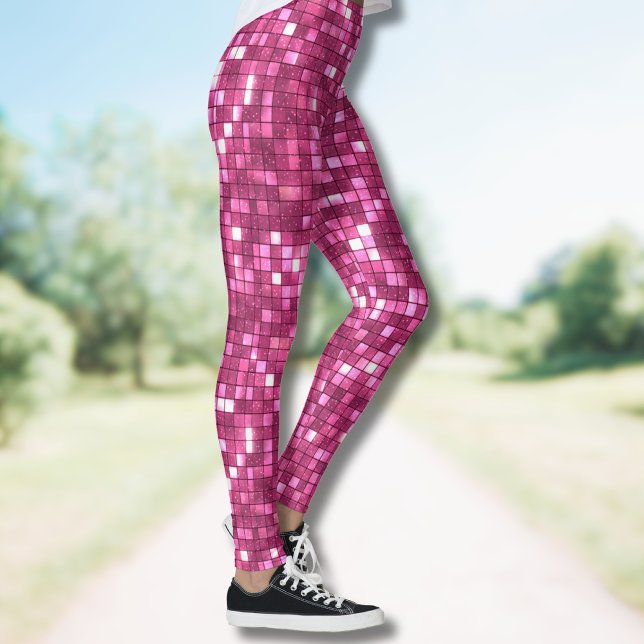 Trendy Valentine Hot Pink Disco Style Square Leggings (Skapare uppladdad)
