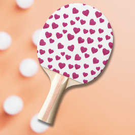 Trendy Valentine Pink Glitter Hearts on White Pingisracket