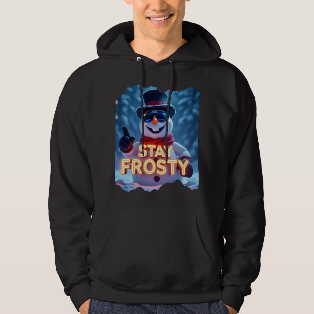Trendy Vintage Frosty and Bright Christmas Hoodie (Framsida)