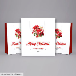 Trendy Watercolor Christmas Poinsettia Holiday Bag