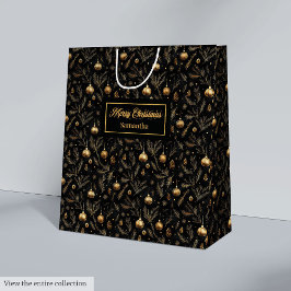 Trendy watercolor gold and black holiday baubles