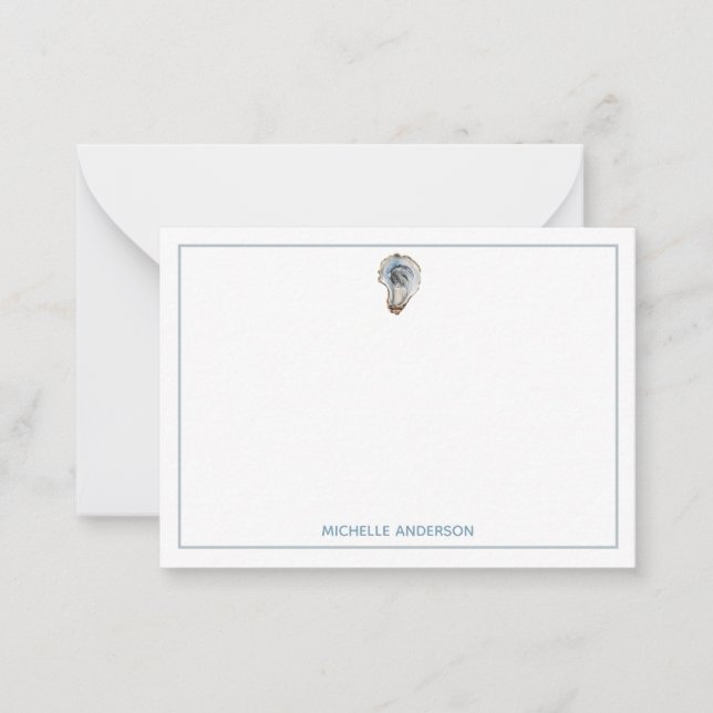 Trendy Watercolor Nautical Oyster Personalized Anteckningskort (Framsida)