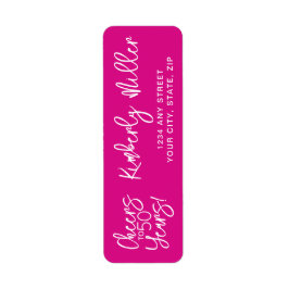 Trendy Whimsical Pink Cheers to 50 Years Birthday Returadress Etikett