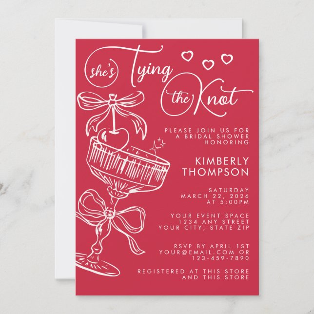 Trendy Whimsical Shes Tying The Knot Bridal Shower Inbjudningar (Framsida)