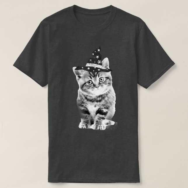 Trendy Witch Kitten Halloween Animals T-Shirt (Design framsida)