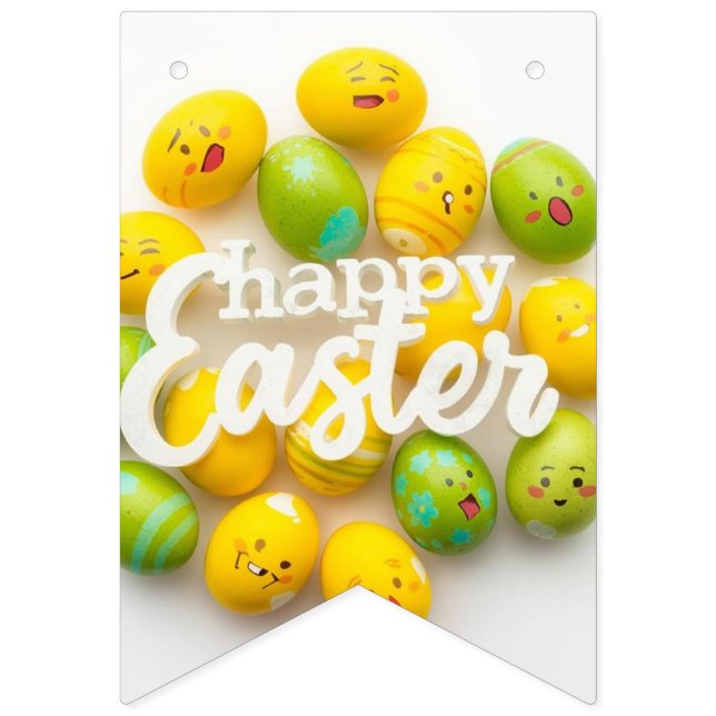 Trendy Yellow & Green  Easter Eggs gift paper Vimplar (Första flaggan)