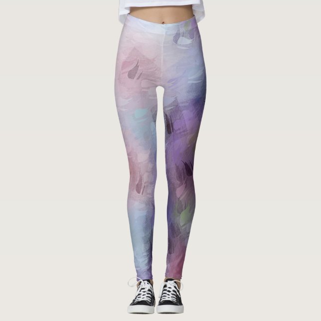 TrendyPink Blue Lila Pastel Färg Template Chic Leggings (Framsida)