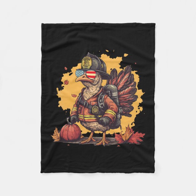 Trendyz Design Herr Thanksgiving Brandman - Blå Fleecefilt (Framsidan)