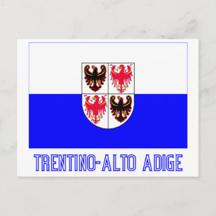 Trentino-Alto Adige flagga med namn Vykort