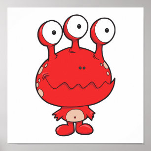 treögd lycklig monsterröd poster