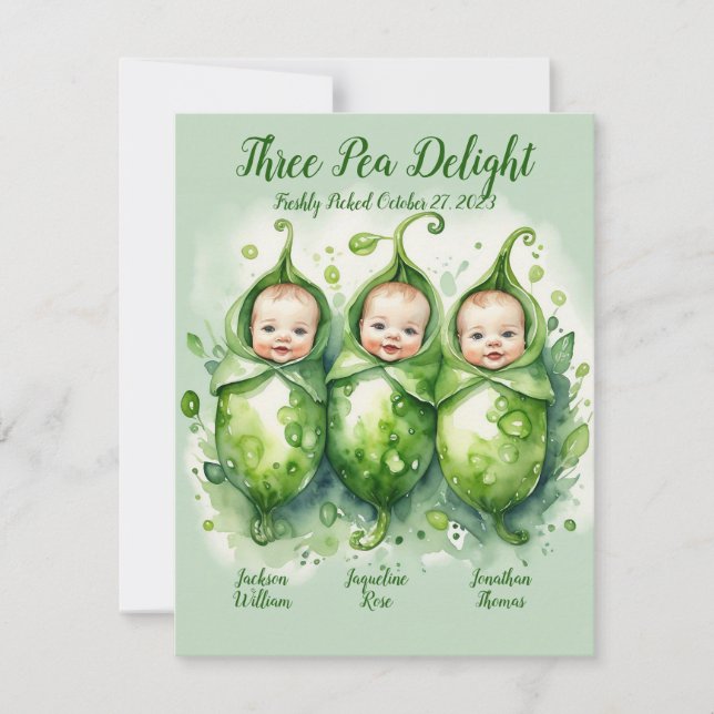 Trepea Delight - Triplets Birth Notice Julkort (Framsida)