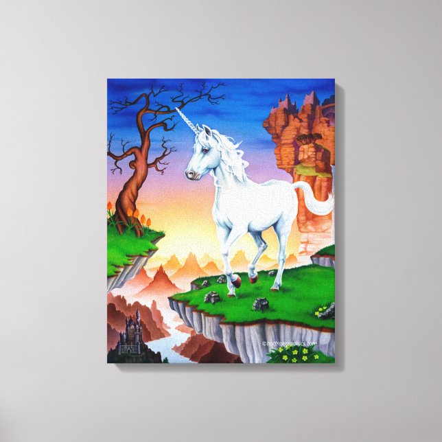 Treppanelens utsträckta arbetsyta fantasi Unicorn Canvastryck (Framsida)