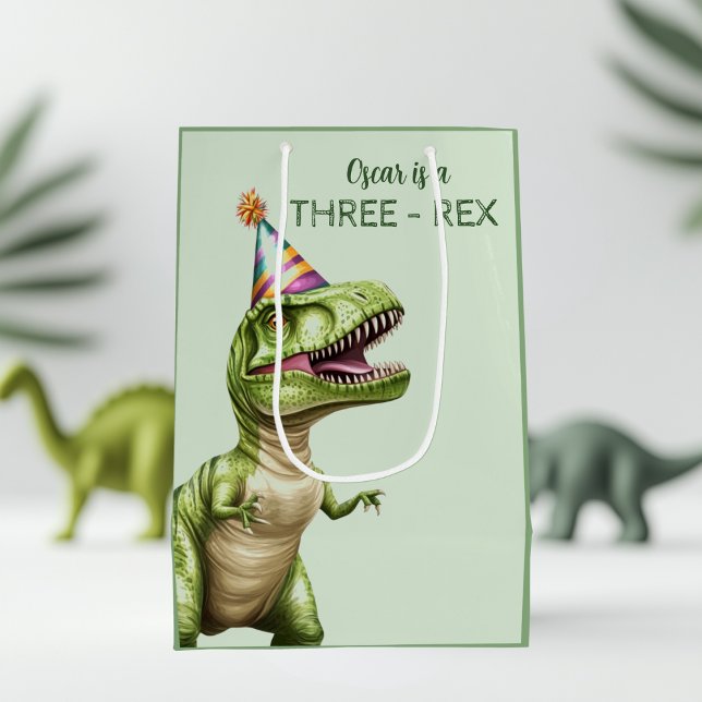 Trerex Dinosaur Birthday Gift Bag | Grönt Dino (Skapare uppladdad)
