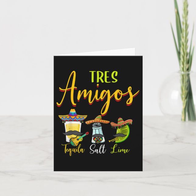 Tres Amigos Tequila Salt Lime Cinco De Mayo Kort (Framsida)