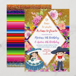 Tres Anos Navy Mexican Fiesta Barns födelsedag Inbjudningar