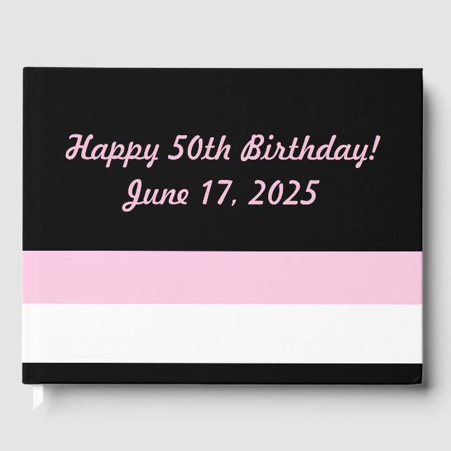 Très Chic Black, White och Rosa Rand Gästböcker (Framsida)