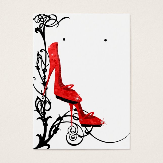 Tres Chic Red Högklackars Earring Holder Visitkort (Framsidan)