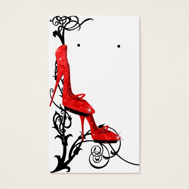 Tres Chic Red Högklackars Earring Holder Visitkort (Framsidan)