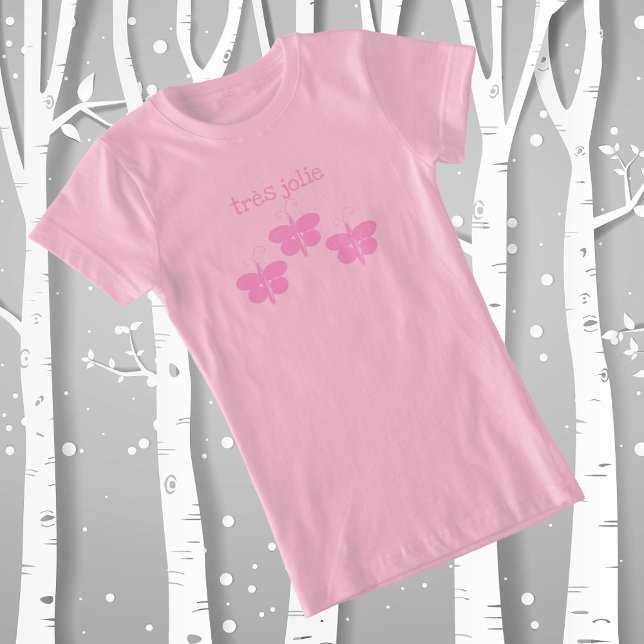 Très Jolie Rosa Butterflies T Shirt (Skapare uppladdad)