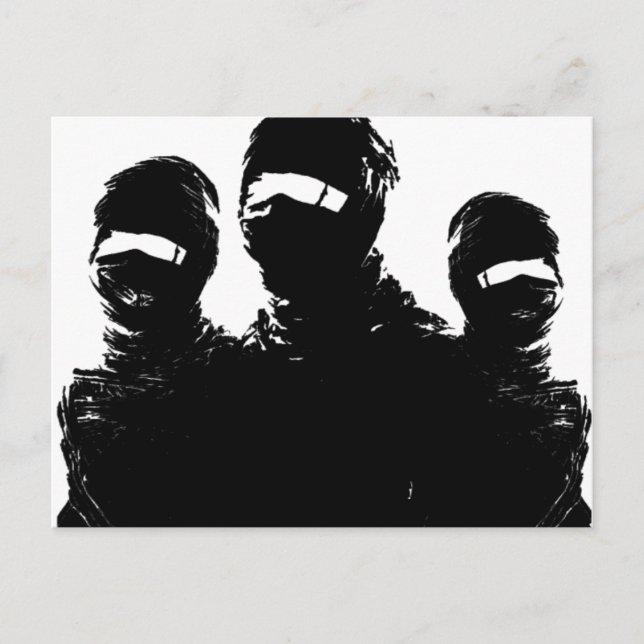 Tres ninjas. vykort (Framsida)