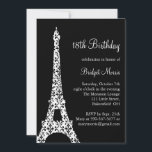Tres Paris-födelsedagsinbjudan (svart) Inbjudningar<br><div class="desc">En vintage fleur de lise mönster dekorerar eiffel torn i denna smakpariodinbjudan. Det är enkelt att anpassa för vilken ålder som helst.</div>