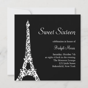 Tres Paris Sweet sixteen Birthday bjudande 2 Inbjudningar