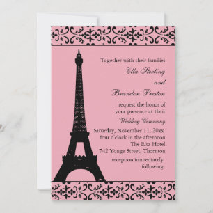Tres Paris Wedding bjudande (rosa) Inbjudningar