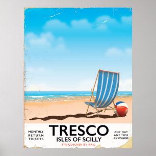 Tresco Isles of Scilly vintage tåg poster