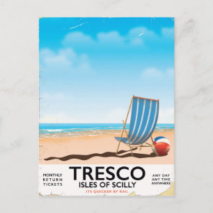 Tresco Isles of Scilly vintage tåg poster Vykort