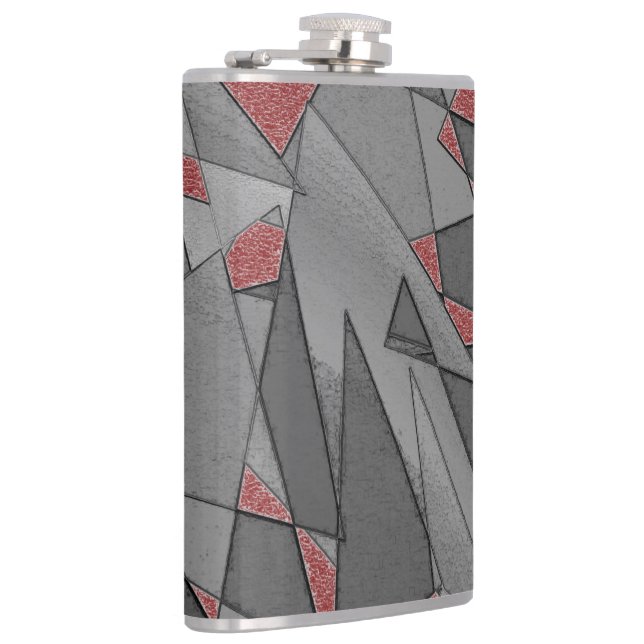 Tresidig råurklippning över röd bakgrund fickplunta (Höger)