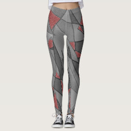 Tresidig råurklippning över röd bakgrund leggings